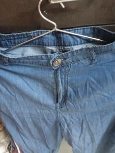Blue Denim Wide Leg Pants