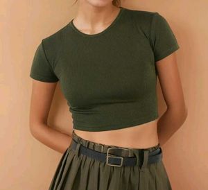 Olive Green Crop Top