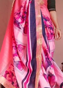 Elegant Pink Printed Saree