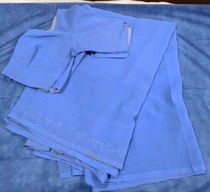 💙🫰🏻Pastel Blue Chikankari Silk Saree with