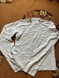 White Mandarin Collar Shirt