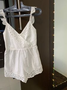 White Chickankari Romper