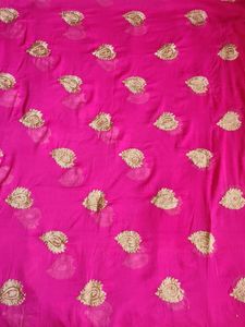 Pink Dupatta With Golden Work