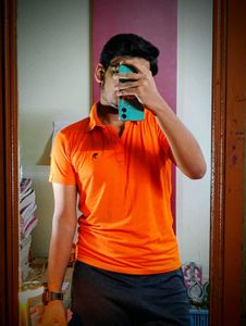 Cotton T-Shirt For Men-Orange 🟠 (Round-Neck)