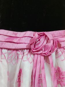 3 To 5yrs Black Velvet N Pink Formal Dress