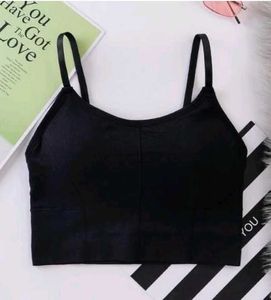 Black Cropped Cami Tank Top