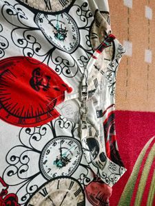 Clock Print Sleeveless Top