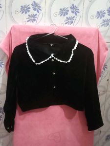 Black Velvet Cropped Top
