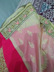 Elegant Pink Embroidered Saree with stylish embroi