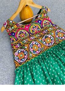 Party Wear Printed Navratri Green