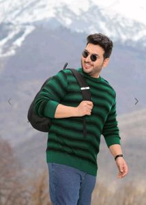 Striped Green Sweater (Plus Size)