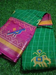 Chanderi Cotton Saree With Blouse