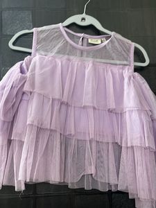 Chic Lavender Ruffled Cold-Shoulder Top
