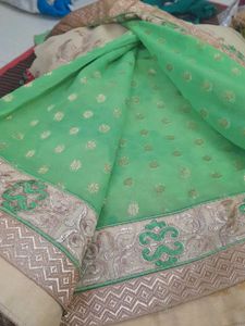 Elegant Green Embroidered Saree