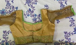 Green And Beige Zari/ Stone Pattern Saree
