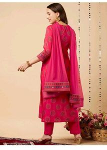 Pink Printed Kurta Set with Dupatta