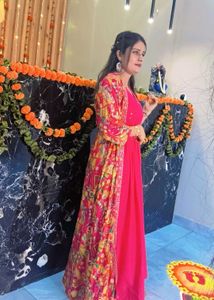 Elegant Ethnic Gown with Jacket and waist belt
