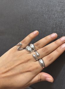 Silver Abstract Rings (Set of 4)