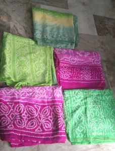 5 BRAND NEW Bandhani silk saree Set &amp; ready fall