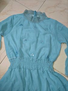Aqua Chiffon Layered Dress