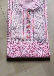 Floral Print Short Kurti with Embroidery