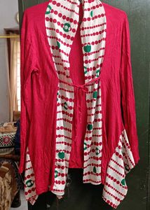 Red Print Cardigan