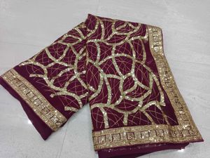 Elegant Purple &amp; Gold Saree