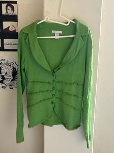 Green button down top