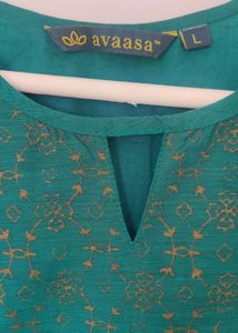 rGreen Stylish Shiny Kurta With Silk And Cotton In