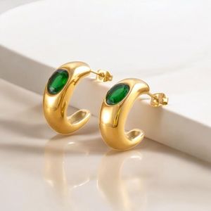 Emerald  Hoop Earrings