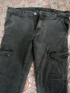 Acid Wash Cargo Jeans
