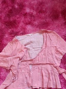 Peach Wrap Top with Heart Details