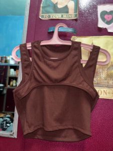 Brown Crop Tank Top