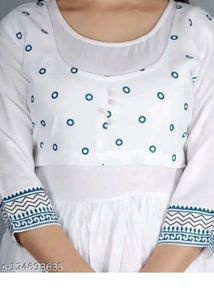 White Printed Anarkali Kurti Set