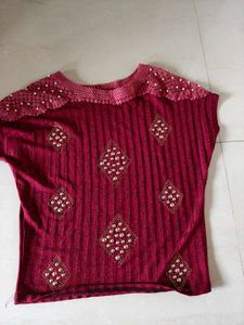 Embellished Maroon Top