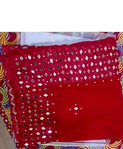 Red Mirror Work Saree