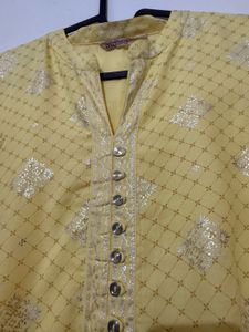 Yellow Printed Kurti
