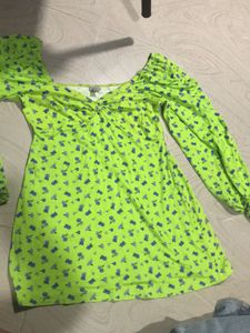 Floral Green Mini Dress/ Long Top