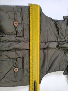 Fur Hooded Padded Vest Size M Winter Jacket