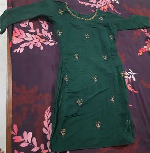 Green Embroidered Kurta Set
