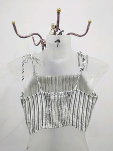 Stripy Sleeveless Crop Top