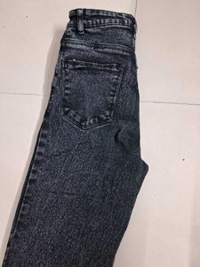 Acid Wash Jeans with Lace Hem