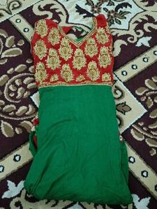 Red &amp; Gold Embroidered Indian Suit