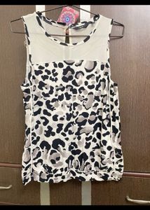 Animal Print Net Top