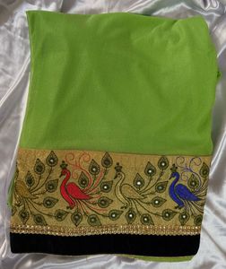 Green Peacock Design Saree