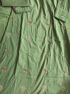 Green Embroidered Kurta Set