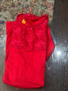 Red Top With Lace Detailed