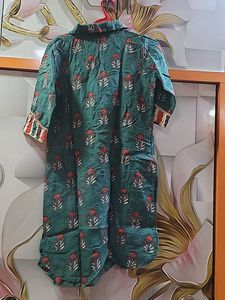 Green Floral Print Kurta