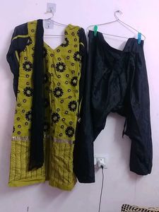 Green &amp; Black Salwar Kameez,One Time Used