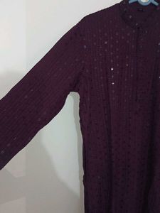 Maroon Lakhnavi Embroidery Kurta